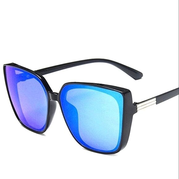 BRAND New Oversized mirror sunglasses Black and Blue - Picture 1 of 4